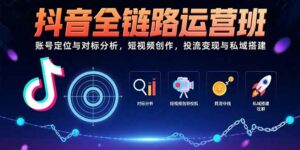 抖音全链路运营班：账号定位与对标分析，短视频创作，投流变现与私域搭建-离锋创库