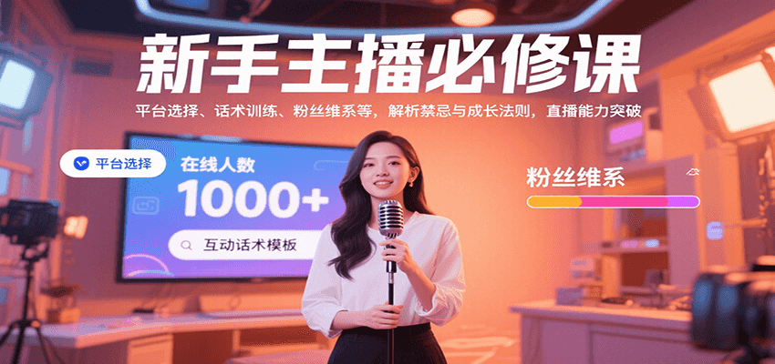 新手主播必修课：平台选择、话术训练、粉丝维系等，解析禁忌与成长法则，突破直播能力-离锋创库