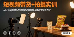 短视频带货+拍摄实训：三灯布光法详解,场景搭建逻辑拆解,饮品零食实景教学-离锋创库