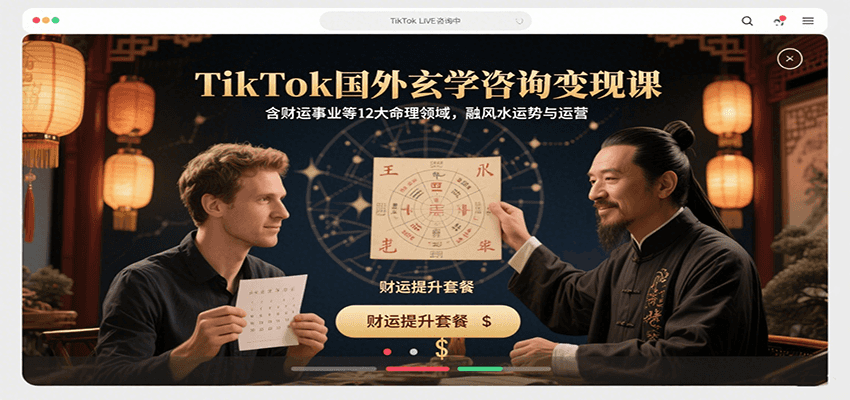 TikTok国外玄学咨询变现课,含财运事业等12大命理领域,融风水运势与运营-离锋创库
