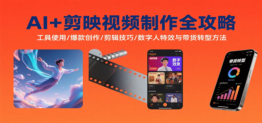 AI+剪映视频制作全攻略：工具使用/爆款创作/剪辑技巧/数字人特效与带货转型方法-离锋创库