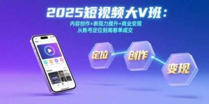 2025短视频大V班:内容创作+表现力提升+商业变现 从账号定位到高客单成交-离锋创库