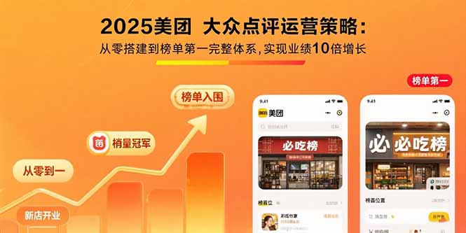 2025美团 大众点评运营策略:从零搭建到榜单第一完整体系,实现业绩10倍增长-离锋创库