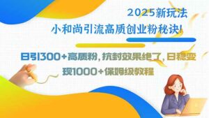 2025新玩法小和尚引流高质创业粉秘诀!日引300+高质粉,抗封效果绝了,…-离锋创库