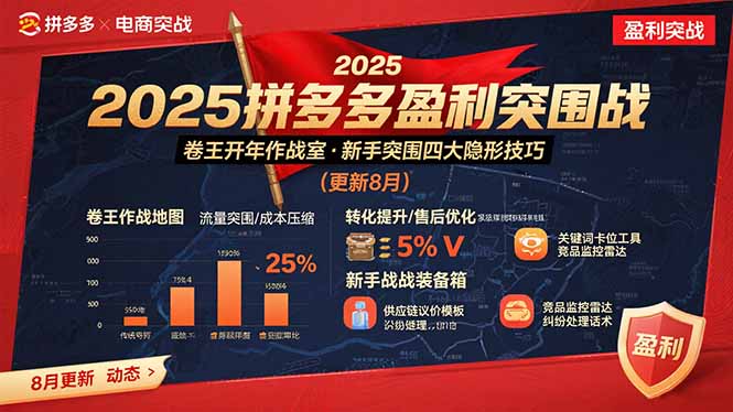 2025拼多多盈利突围战：卷王开年作战室，新手突围四大隐形技巧(更新8月-离锋创库