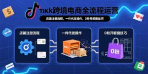 TikTok跨境电商全流程运营：店铺注册流程，一件代发操作，0粉开橱窗技巧-离锋创库