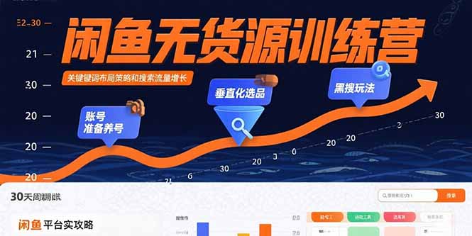 闲鱼无货源训练营：账号准备养号/垂直化选品/黑搜玩法，0基础30天盈利指南-离锋创库