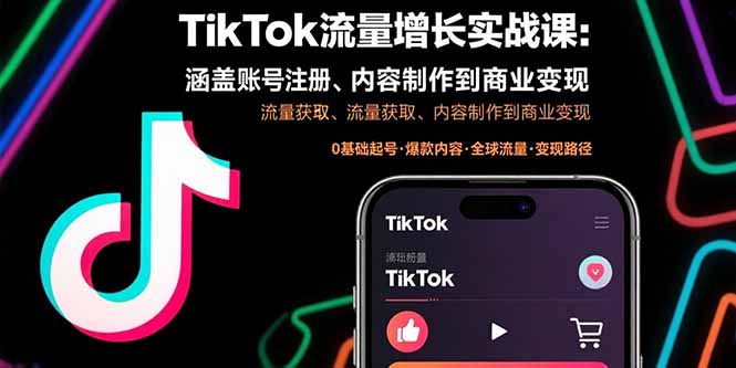 TikTok流量增长实战课：涵盖账号注册、流量获取、内容制作到商业变现-离锋创库