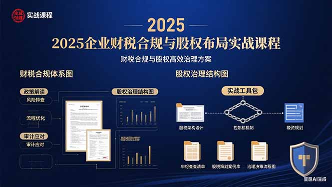 2025企业财税合规与股权布局的实战课程：财税合规与股权高效治理方案-离锋创库