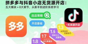 拼多多与抖音小店无货源开店:五大模块+8大章节,从新手到进阶系统学习-离锋创库