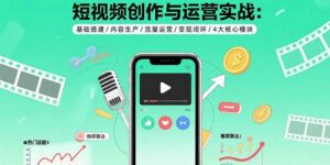 短视频创作与运营实战:基础搭建/内容生产/流量运营/变现闭环/4大核心模块-离锋创库