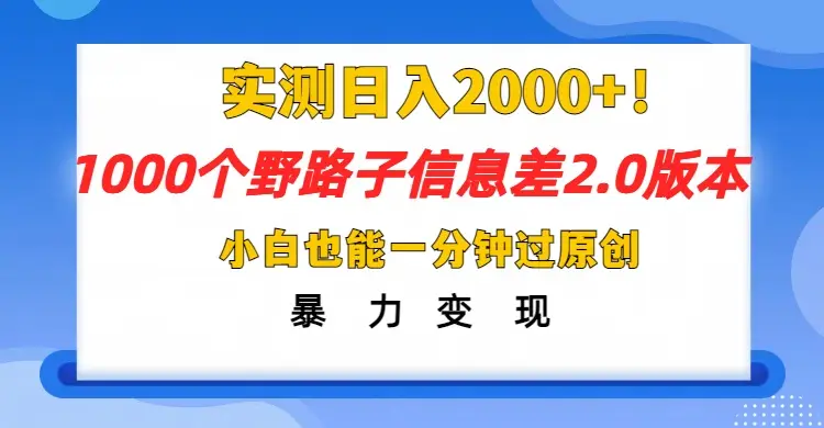 抖音1000个野路子，信息差最新玩法，一分钟过原创，暴力变现月赚1W+-离锋创库