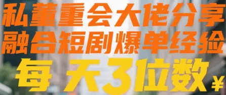 私董会大佬分享融合短剧爆单经验每天3位数-离锋创库