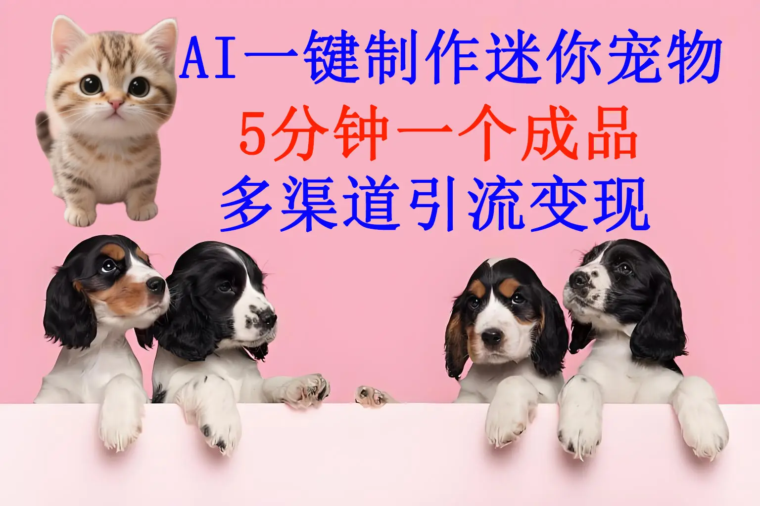 AI一件制作迷你宠物，5分钟一个成品，多渠道引流变现-离锋创库