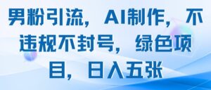 男粉引流，AI制作，不违规不封号，绿色项目，日入五张-离锋创库