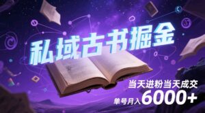 项目标题：私域古书掘金，当天进粉当天成交，单号月入6000+-离锋创库