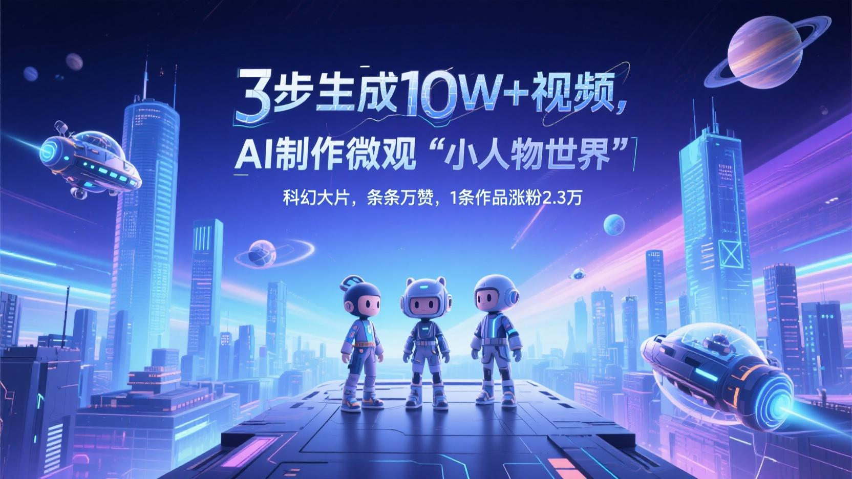 3步生成10W+视频，AI制作微观“小人物世界”科幻大片，条条万赞，1条作品涨粉2.3万-离锋创库