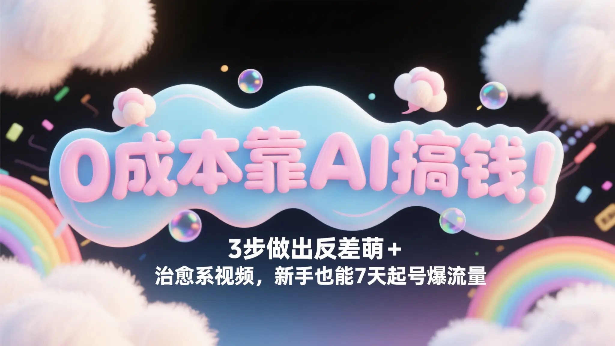 0成本靠AI搞钱！3步做出反差萌+治愈系视频，新手也能7天起号爆流量，单日变现1000+-离锋创库