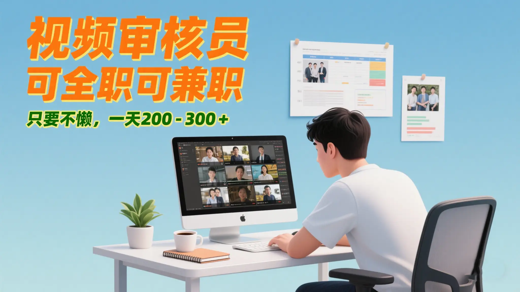 视频审核员，可全职可兼职，只要不懒，一天200-300+-离锋创库