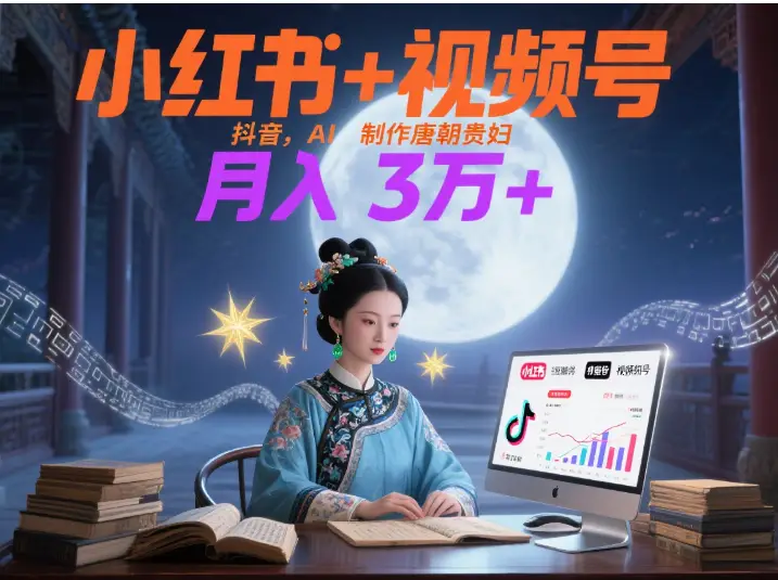 小红书+视频号+抖音，AI轻松制作唐朝贵妇IP，毒鸡汤、励志、减肥瘦身、养生赛道轻松切入，每天30分钟，轻松产出N条，月入3万+-离锋创库