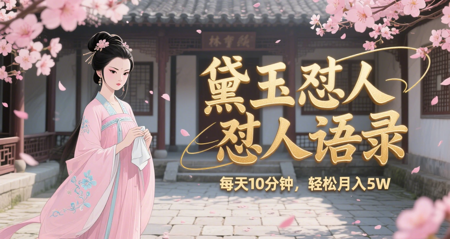 【精】林黛玉怼人语录 怼人鸡汤  AI产出图片视频文案 每天十分钟 附提示词文案库  带书 带素材 带提示词 带虚拟资料 带徒弟 创作者分成 月入5W+-离锋创库