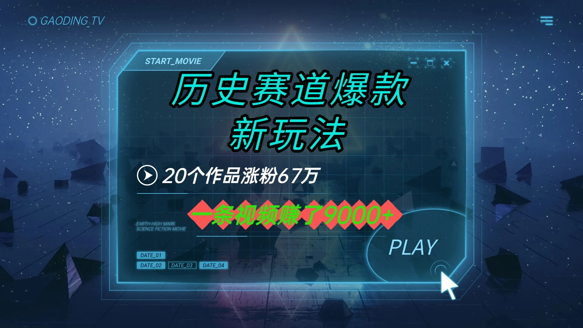 20个作品涨粉67万，一条视频赚了9000+，历史赛道爆款新玩法-离锋创库