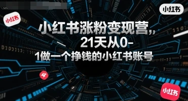 【精】小红书涨粉变现营，21天从0-1做一个挣钱的小红书账号-离锋创库