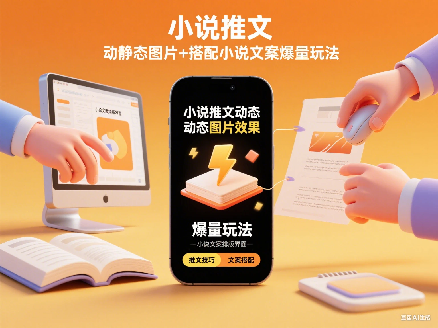 小说推文 动静态图片+搭配小说文案爆量玩法-离锋创库