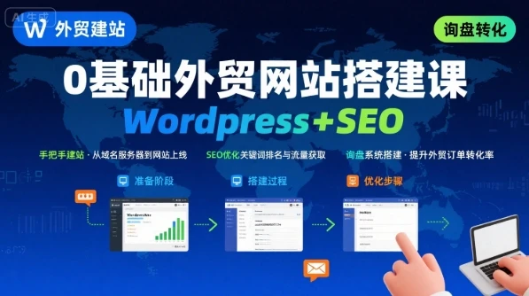 【精】WordPress外贸建站+SEO优化课程，手把手教你从0到1搭建可获得询盘的外贸网站-离锋创库