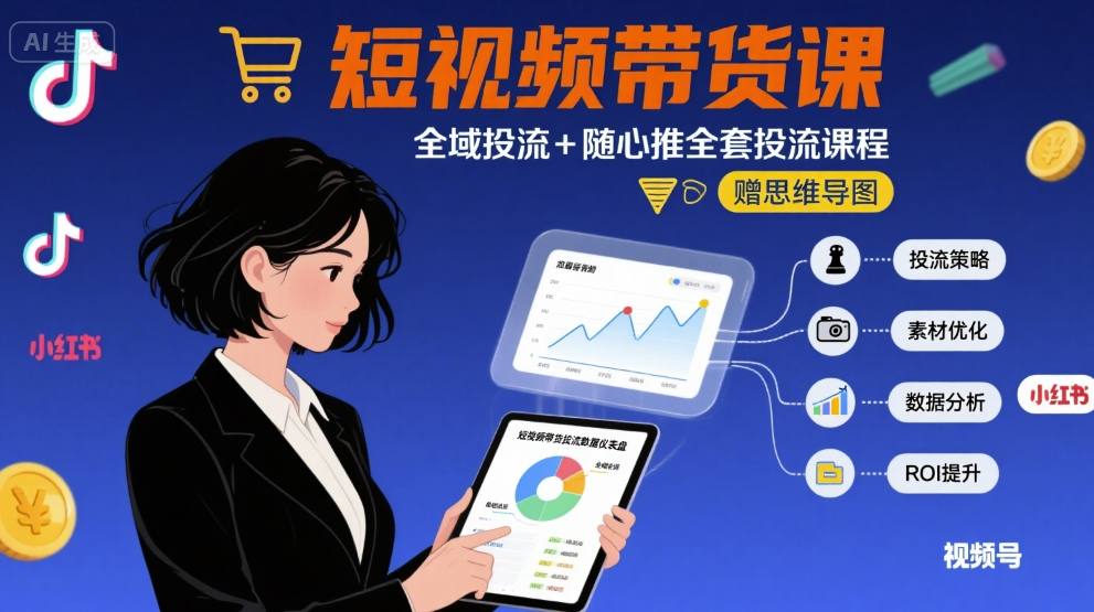 【精】最新短视频带货课,全域投流+随心推全套投流课程+思维导图-离锋创库