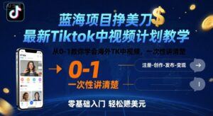 蓝海项目挣美刀,最新Tiktok中视频计划教学,从0-1教你学会海外TK中视频,一次性讲清楚-离锋创库