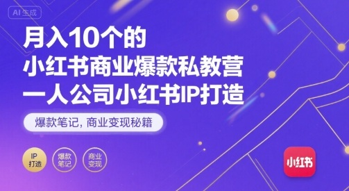 月入10个的小红书商业爆款私教营，一人公司小红书IP打造，爆款笔记，商业变现秘籍-离锋创库