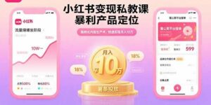 小红书变现私教课，暴利产品定位，高转化内容生产术，快速实现月入10万-离锋创库