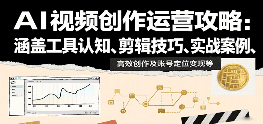 AI视频创作运营攻略:涵盖工具认知、剪辑技巧、实战案例、高效创作及账号定位变现等-离锋创库