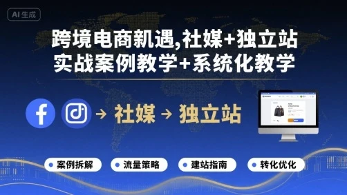 【精】跨境电商新机遇，社媒+独立站，实战案例教学+系统化教学-离锋创库