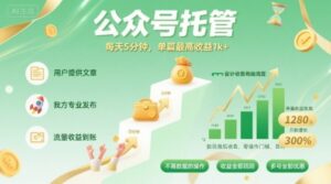 【公众号托管 】我提供文章,你发布,每天5分钟,单篇最高收益1k+【揭秘】-离锋创库