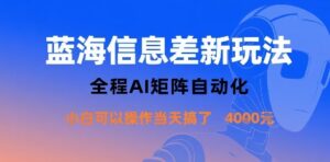 蓝海信息差新玩法，全程AI矩阵自动化小白可以操作当天搞了1k+-离锋创库