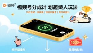 视频号分成计划超懒人玩法，10秒生成一条视频，纯手机操作，单日收益1k+【揭秘】-离锋创库