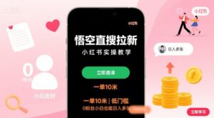 悟空直搜拉新小红书实操教学，一单10米，低门槛，0粉丝小白也能日入多张-离锋创库
