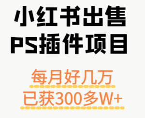 小红书出售PS插件项目，每月都收入好几万，长期操作已获利300多W+-离锋创库