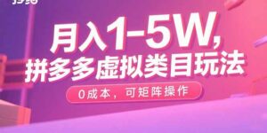 月入1-5W，拼多多虚拟类目玩法，0成本，可矩阵操作-离锋创库