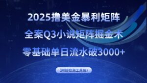 2025撸美金暴利矩阵，全案小说矩阵掘金术，零基础单日流水破3000+-离锋创库