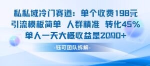 私域冷门赛道单个收费198米引流模板简单人群精准 45%的转化率单人一天大概收益多张-离锋创库