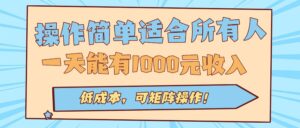 操作简单适合所有人全自动挂机项目，一天能有1000元收入，低成本，可矩…-离锋创库