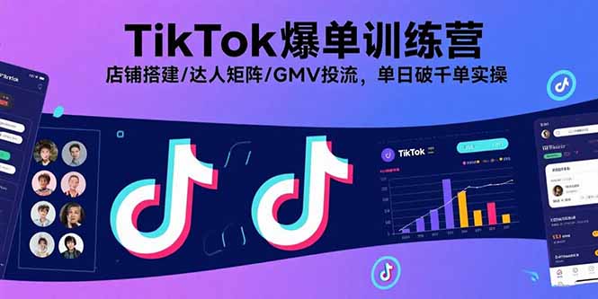 TikTok爆单训练营，店铺搭建/达人矩阵/GMV投流，单日破千单实操-离锋创库