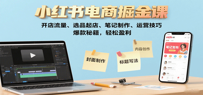 小红书电商掘金课:开店流量、选品起店、笔记制作、运营技巧,爆款秘籍,轻松盈利-离锋创库