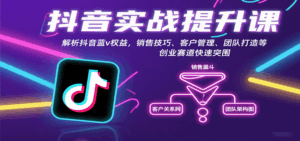 抖音实战提升课：解析抖音蓝v权益，销售技巧、客户管理、团队打造等创业赛道快速突围-离锋创库