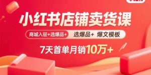 小红书店铺卖货课:商城入驻+选爆品+爆文模板,7天首单月销10万+-离锋创库