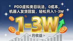 PDD虚拟类目玩法,0成本,机器人发货回复,轻松月入1-3W-离锋创库