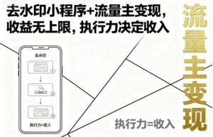 去水印小程序+流量主变现，收益无上限，执行力决定收入-离锋创库